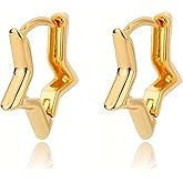 Gold Silver Star Huggie Earrings for Women, Star Hypoallergenic Hoop Earrings Jewelry for Women