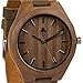 Wood Grain Handmade Mens Walnut Wood Natural Wooden Watch with Genuine Brown Leather Band