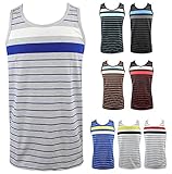 Enimay Men's Summer Hulk Stripe Beach Tank Slim Fit Muscle Shirt (Many Colors)