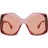 Gucci Women's Oversized Square Sunglasses, Pink Injection Frame, Orange Lenses, 61mm Lens Width, Made in Italy Designer Eyewear