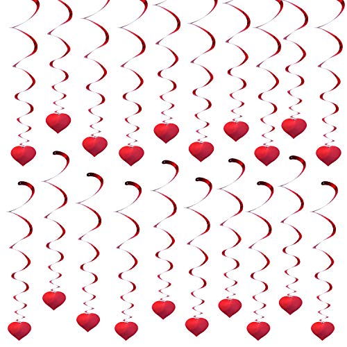 Valentines Day Decorations - 24 PCS Hanging Heart Swirls Hanging Decorations for Anniversary Wedding Bridal Celebration and Party Supplies
