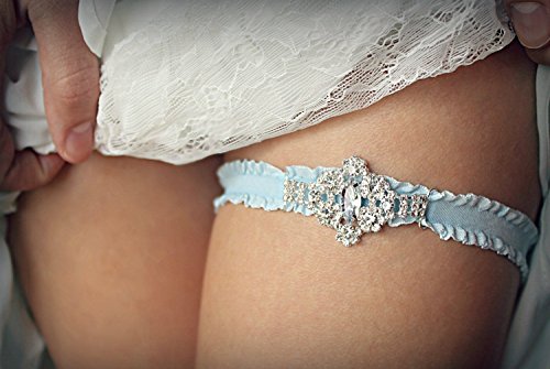 image for Brilliant Bride White Wedding Garter, Silver Snowflake Garter - White 