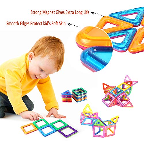 Tomons Magnetic Blocks for Kids, 76 Pcs Magnet Building Tiles Block Construction Toys, Creativity Kids Educational Toys Brain Games for Kids with Guide Booklet for Edutainment Gift ( Carrying Bag)