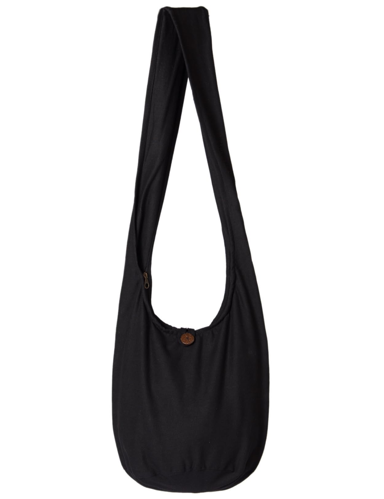 PANASIAM Schulterbeutel Damen & Herren, große & leichte Baumwolltasche, Umhängetasche mit Reißverschluss, Unisex Schultertasche, mittelgroße Tasche, schwarz