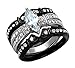 MABELLA His and Hers Wedding Ring Sets Couples Matching Rings Black Women's Stainless Steel Cubic Zirconia Engagement Ring Bridal Sets & Men's Titanium Wedding Band Women's Size 5 Men's Size 9