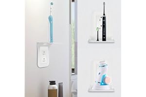 Outlet Wall Holder,Vertical Duplex Outlet Shelf - No Wiring Needed, Compatible with Smart Speakers, Power Tools (White)