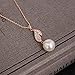 KAVANI Women's Rose Gold Silver Plated Heart-Shaped Leaf Pearl Zircon Jewelry Set Pendant Necklace Earring Set