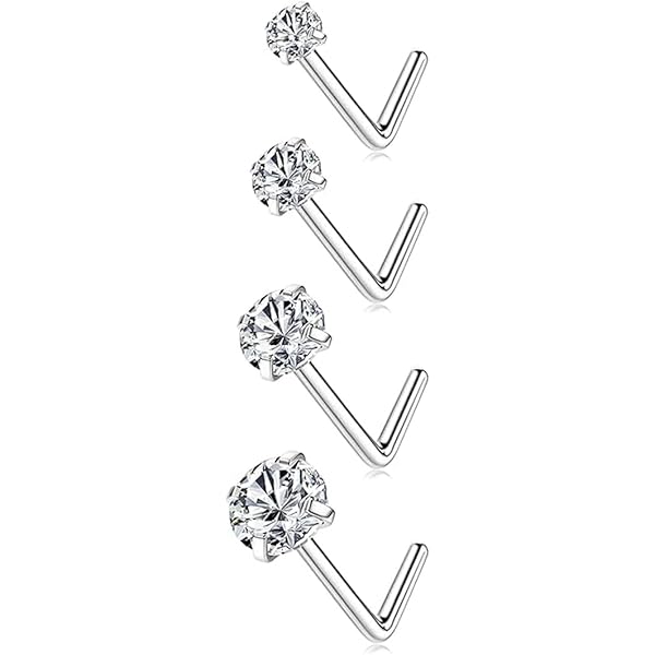 thumbnail image 2 of Thunaraz 8PCS Nose Rings Studs Titanium Nose Rings 20G/18G 2 of 14