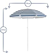 Harbour Housewares Metal Beach Parasol 1.8M x 2M Grey UPF50+ UV Cover view 5