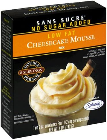 Sans Sucre Sugar-Free Low-Fat Cheesecake Mousse Mix, 4 Ounce Packages (Pack of 12)
