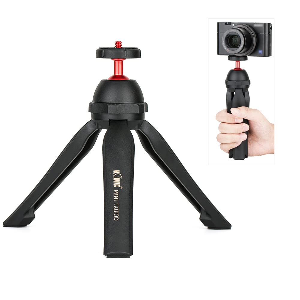 KIWIFOTOS 360ยฐ Rotatable Mini Ball Head Stand Tripod Hand Grip Stabilizer for Canon Sony Nikon DSLR Camcorder Compact System & Gopro Action Cam & iPhone/Huawei Phone Vlogging