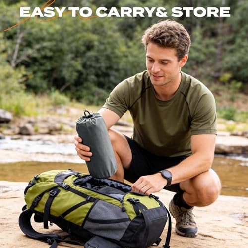 RUMBALUXY Inflatable Camping Sleeping Pad with Built-in Foot Pump Waterproof & Tear-Resistant 50D Nylon Mattress Portable, Compact Air Mat Camping Mat for Backpacking, Hiking, Tents, Grey