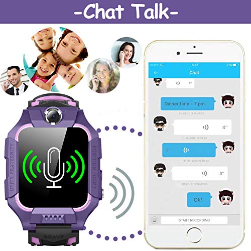 【SIM Card Included】 Kids Smart Watches-GPS Tracker Smart Watch Phone for Boys Girls -Waterproof Smartwatch with SOS Games Touch Digital Wrist Watch Holiday Toys Birthday Gifts (Purple)