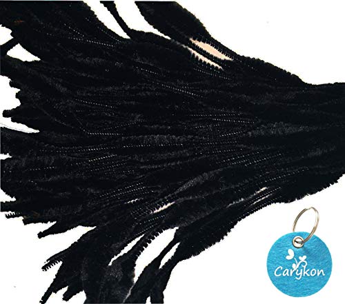 Carykon Pack of 100 Pipe Cleaners Fuzzy Bumpy Chenille Stems for Creative Handmade DIY Art Craft (Black) - Thumbnail 3
