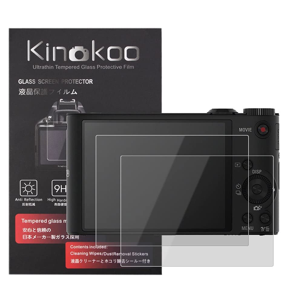 kinokoo Tempered Glass Film for SONY WX350/WX300 Crystal Clear Film Sony WX350 WX300 Screen Protector Bubble-free/Anti-scratch(2 pack)