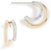 SHASHI Women's Gemini Hoops, Gold/Silver, One Size