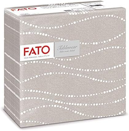 Fato - Droge papieren servetten, Airlaid, stoffen effect, 50-pack servetten, grootte 40x40 gevouwen in 4, duifgrijs druppelontwerp