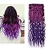 Bestrice Ombre Dip-dye Color Clip in Straight Synthetic Thick Hair Extension 21.6-23.6 inches Length Red to Purple Loose Curl for Fashion Girls