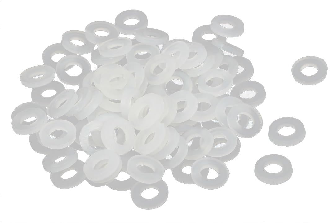 sourcingmap M3 x 6mm x 1mm Nylon Flat Insulating Washers Gaskets Spacers Fastener for Faucet Pipe Water Hose White 100PCS