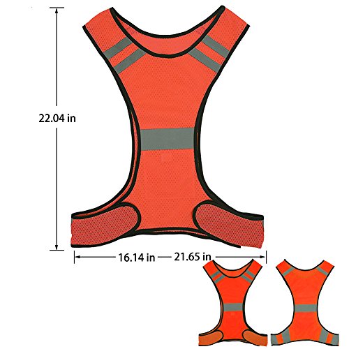 AUOON Reflective Night Running Vest with Adjustable Strap & Breathable Holes, Ultrathin Lightweight Safety Vest with 360° High Visibility for Running, Jogging, Cycling, Hiking, Walking, Red - Thumbnail 2