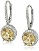 Amazon Collection Round Citrine Halo Leverback Earrings