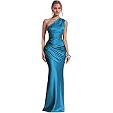 One Shoulder Stain Bridesmaid Dresses for Women Long Pleated Prom Dress Mermaid Formal Evening Party Gowns
