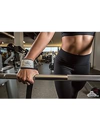 Bear Grips: correas de elevación acolchada de neopreno, antideslizante, extra agarre de, 5 mm. y acolchada correas de muñeca para pesos muertos, levantamiento de pesas, levantamiento de potencia (colores: negro y rosa, talla única, Pares: dos correas por