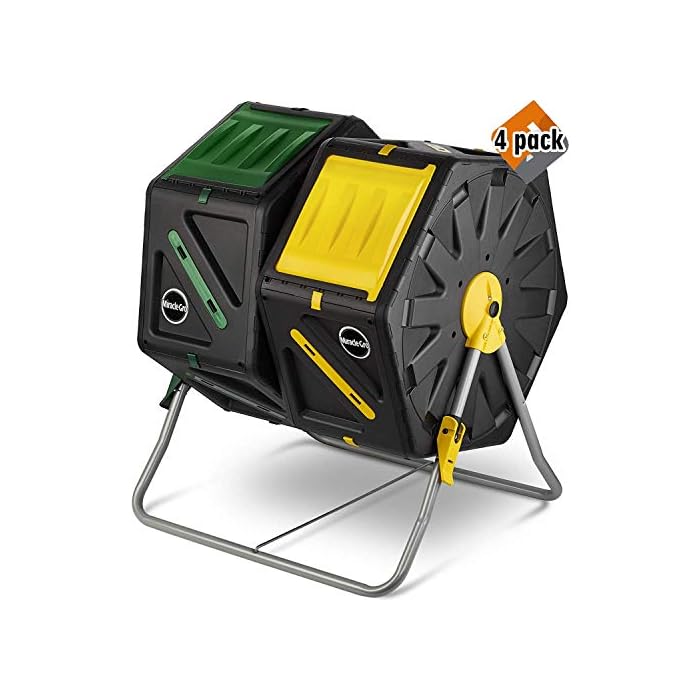 Buy MiracleGro Dual Chamber Compost Tumbler Outdoor Bin with EasyTurn System, 2 Sliding