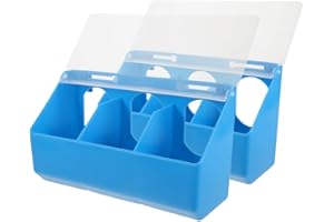 GARVALON 2pcs Blue Plastic Pigeon Feeding Bowl with Three Cover Multifunctional Feeder for Cage Feeding