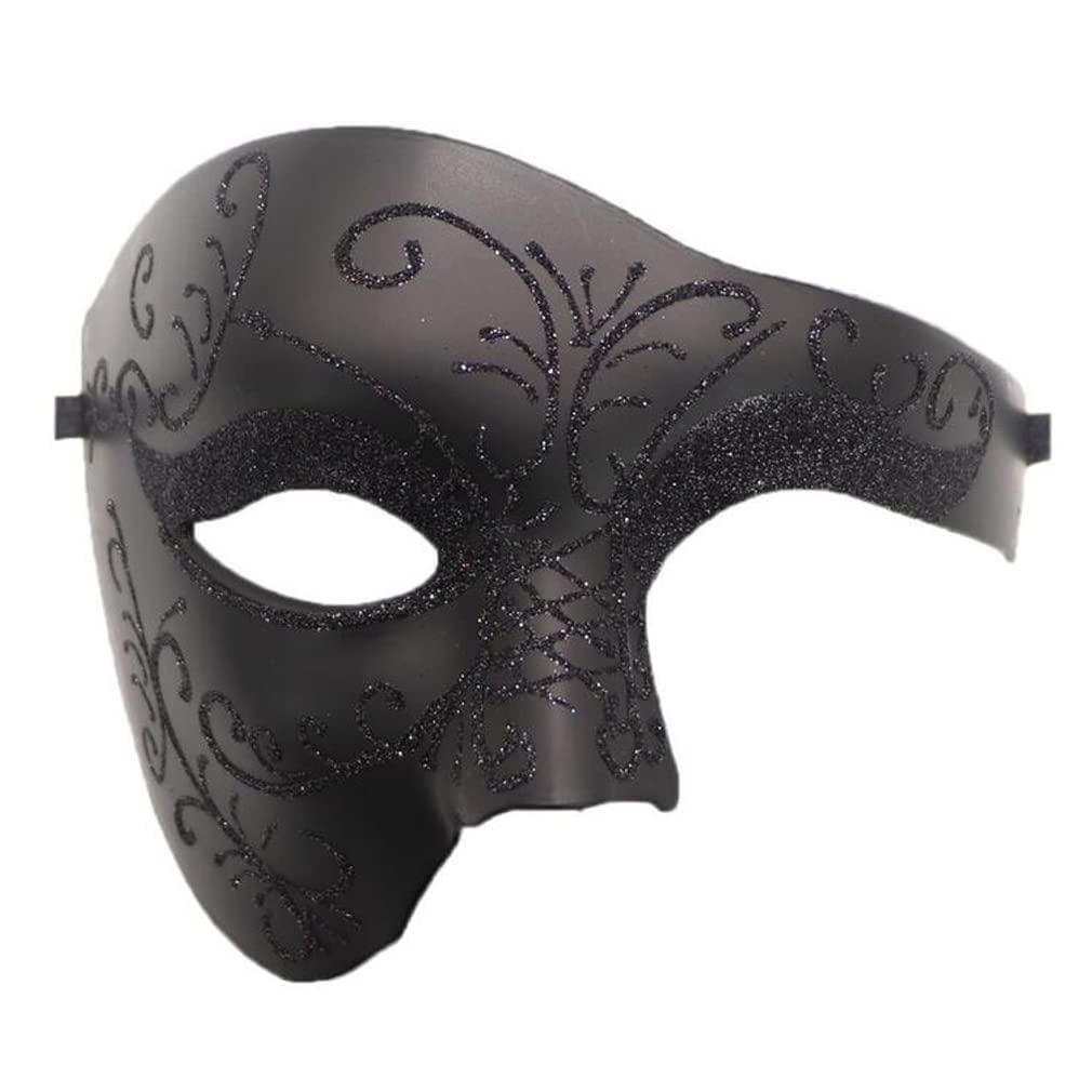 Masquerade Masks for Men, Black Venetian Mask Vintage Phantom of The Opera Mask, Adult Half Face Party Mask for Halloween Christmas Mardi Gras Costume Wedding Cosplay Party