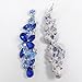EVER FAITH Tear Drop Flower Cluster Dangle Earrings Dark Blue Austrian Crystal Silver-Tone