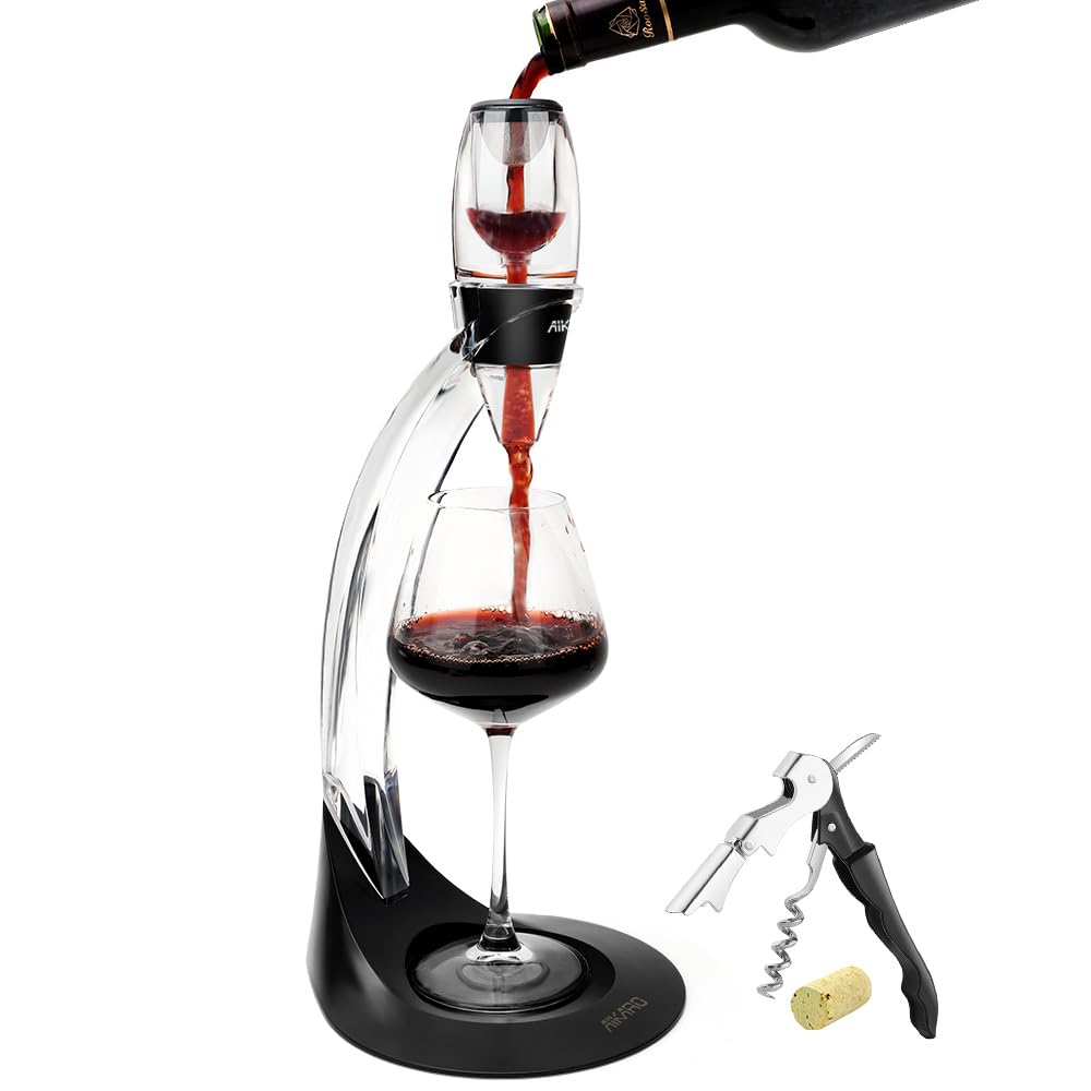 AIKARO - Wine Air Aerator Automatic Decanter with Filter, Stand and Corkscrow (Set)
