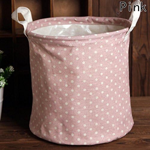 StMelody Foldable Drawstring Waterproof Round Cotton Linen Collapsible Storage Basket Large Laundry Basket (Available 17.7" and 19.7") (PK)