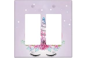 SPTVAN Unicorn Magical Decorative Double Rocker/Decora Light Switch Cover Electrical Wall Plate Cute Switchplate for Kids Girl Bedroom Bathroom Room Home Decor 2 Gang Faceplate 4.5" x 4.6"