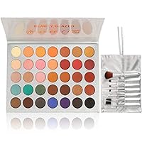 Beauty Glazed Eyeshadow Palette and Makeup Brushes, Matte Shimmer Eye Shadow Pallete Waterproof Powder Natural Pigmented Nude Naked Smokey Professional Cosmetic Set (35 Colors + 7 PCS)