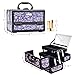 Joligrace Makeup Train Case for Girl Cosmetic Box Jewelry Organizer Lockable with Keys and Mirror 2-Tier Tray Portable Carrying with Handle Travel Storage Box - Purple Floral