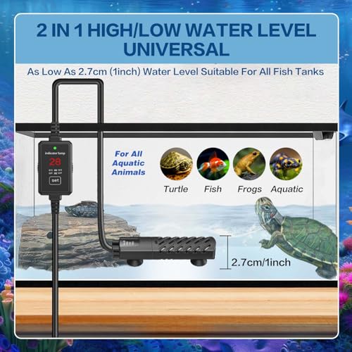 SUSOO 100W Aquarium Heater with Temperature Digital Display, Safe Submersible Automatic Constant Temperature Fish Tank Heater with 20°C-34°C（68℉-93℉）Constant Temperature Control for Fish & Turtle Tank