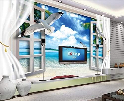 Wall Mural 3d Wallpaper Windows Hawaii Beach Scenery Wallpapers For Walls Living Room Bedroom Tv Background Wall Decoration Art 250cm Times 175cm