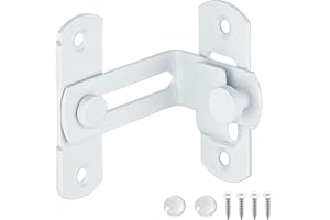 XQDWX 90 Degree Barrel Bolt Door Lock, thickened Stainless Steel Door Lock, Sliding door latch, With Bumper Pads, White, 4 Inch, 904BB-WH