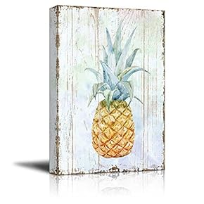 Pineapple on Wood Style Background