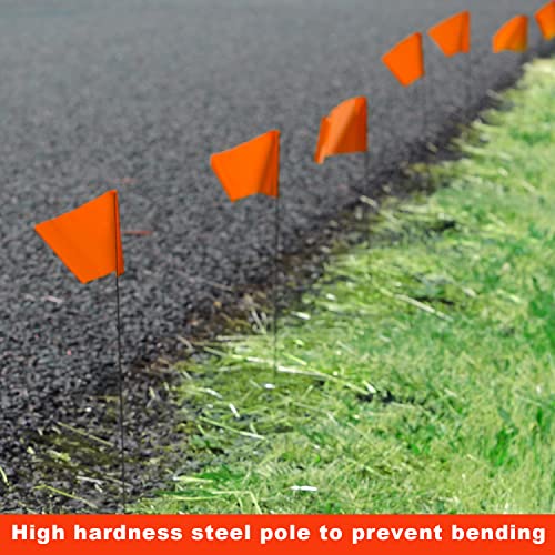Zozen Marking Flags, Orange Marker Flags 100 Pack 15x4x5 Inch, Lawn