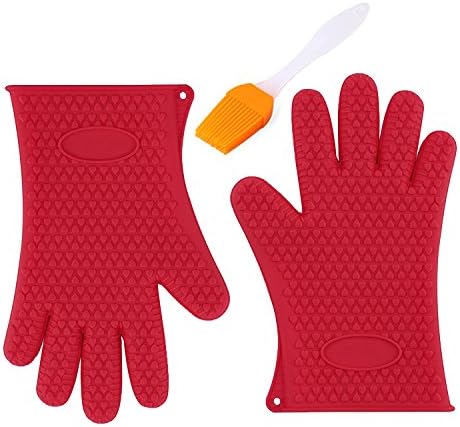 Alolli Heat Resistant Silicone BBQ Glove For Cooking, Grill, Smoking, Oven Mitts , Pot Holder