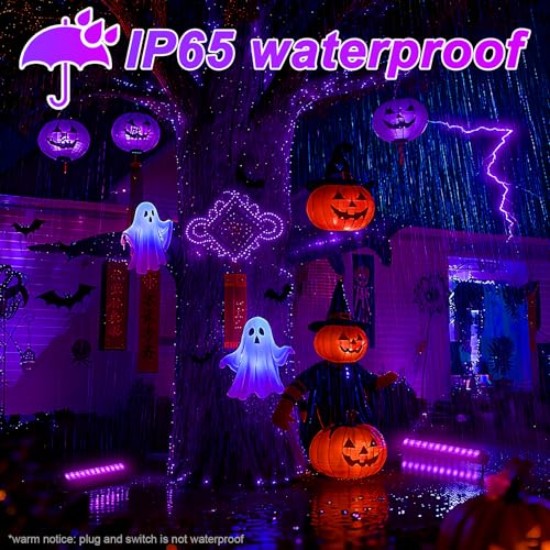 UV LED Black Light 45W,LED Black Light Bar with Plug and Switch,IP66 Waterproof,Blacklight Bar for Body Colours,Glow Party,Fluorescent Poster,Halloween Decorations