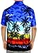 LA LEELA Mens Hawaiian Shirts Short Sleeve Button Down Shirt Men's Vacation Shirts Beach Casual Tropical Shirts for Men Funny 3XL Palm Tree, Blue