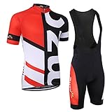 V.sports Men's Pro Team Short Sleeve Cycling Jersey and 3D Padded Bib Shorts Set Bike Kits