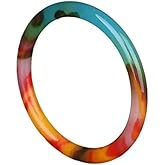 Immemorialm Natural Multicolor Jade Bangle for Women - Lucky Charm Bracelet, Elegant Stackable Jewelry with Gift Box