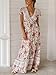 TEMOFON Womens Boho Wrap Dresses: Casual V-Neck Short Sleeve Women Summer Dress Beach Bohemian Floral Maxi Midi Size S Beige