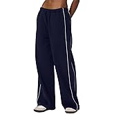 HeSaYep Women's Fleece Lined Wide Leg Sweatpants Winter Thermal Warm Baggy Straight Leg Sweat Pants with Pockets