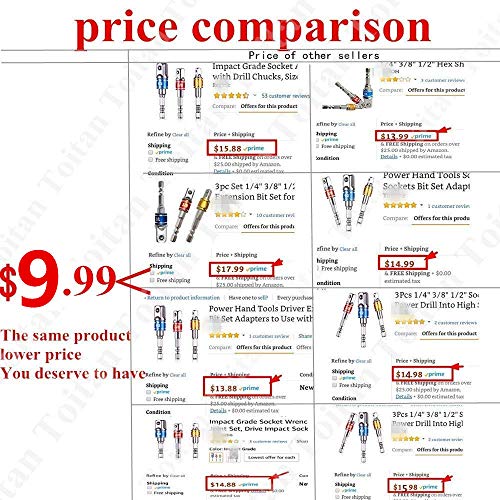 image for Toitan Drill Socket Adapter for Impact Driver with Hex Shank to Square