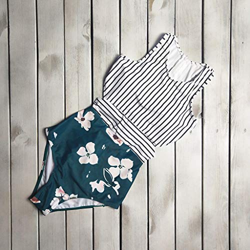 Yooogery_Vest Women Sexy Push up Bikini One Piece Lace up Back Swimsuit Green - Thumbnail 4